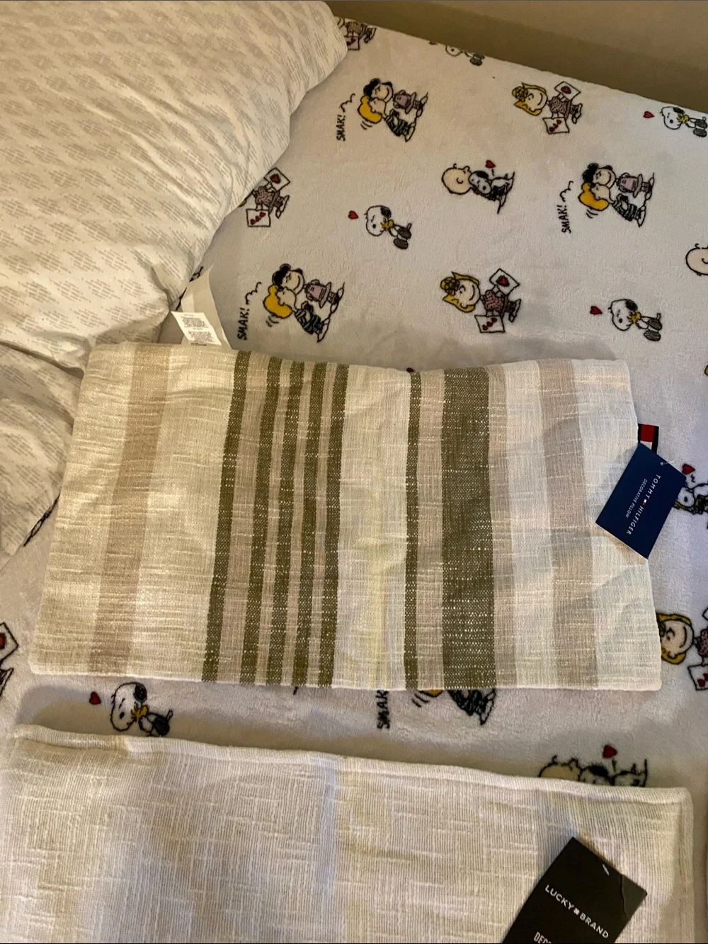 Lucky Brand Cream and Olive Stripe Accent Pillow Covers - Set of 2